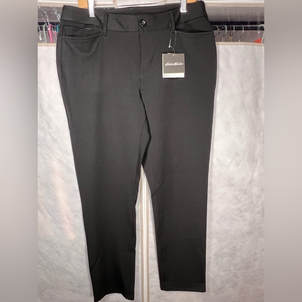 NWT Eddie Bauer Womens New Travex Flexion Horizon Skimmer Black Pants Size 12 - Picture 1 of 11